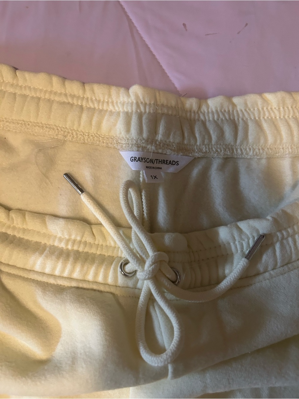Grayson Threads Pale Yellow Wide-Leg Drawstring Sweatpants - Picture 3 of 5